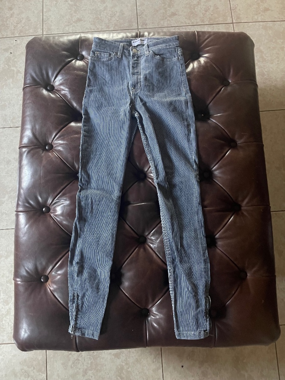 American apparel high waisted pinstripe stretchy jeans
